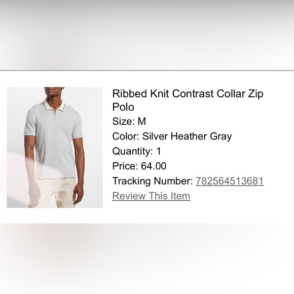 EXPRESS RIBBED KNIT CONTRAST COLLAR ZIP SWEATER POLO MEDIUM - Picture 2 of 2